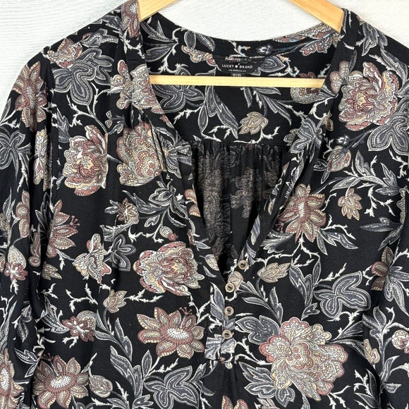 Lucky Brand Women's Boho Peasant 3/4 Sleeve Blouse Top Sz 1X Gypsy Hippie 70's - Picture 2 of 11